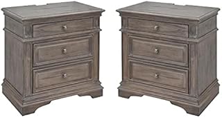 Home Square 3 Drawer Wood Nightstand Set in Driftwood Gray (Set of 2)