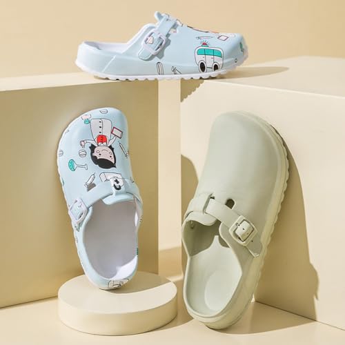 Image of Arch Support Nurse Clogs for Women and Men, Adjustable Buckle Mules Non Slip Work Shoes Chef Garden Sandals, Slip-On Cushion Slippers Slides