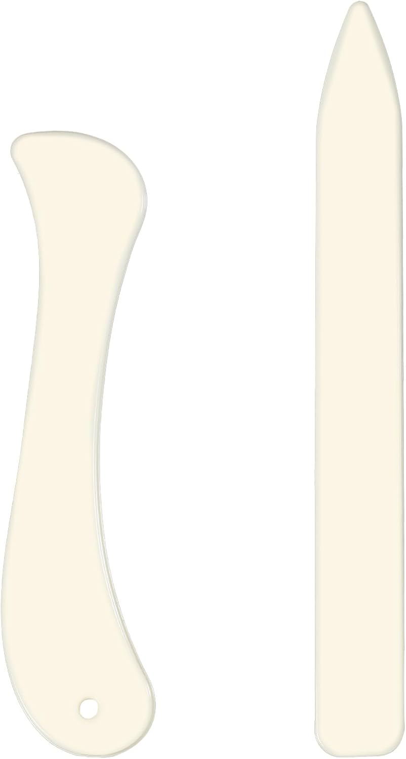 Fyntave 2 Pcs Plastic Stained Glass Foil Burnisher | Plastic, Bone Shaped, Flat and Pointed Tips, for Glass Foil Crafts, Bookbinding, Leather, Scraping, and Paper Folding