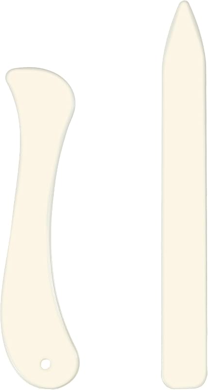 Fyntave 2 Pcs Plastic Stained Glass Foil Burnisher | Plastic, Bone Shaped, Flat and Pointed Tips, for Glass Foil Crafts, Bookbinding, Leather, Scraping, and Paper Folding