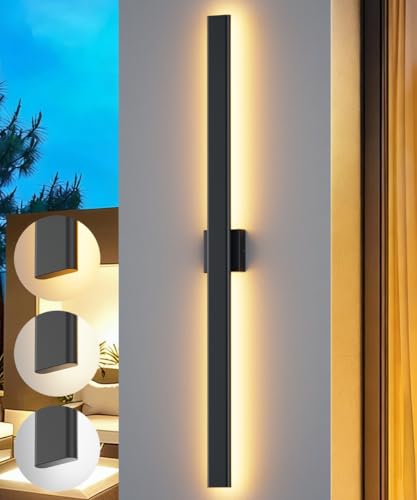 Image of Aipsun 56.3 inch LED Outdoor Wall Light, Modern Black Exterior Lighting Fixture