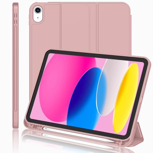 iMieet iPad (A16) Case 11th Gen/iPad 10th Generation Case [11-Inch 2025/10.9 Inch 2022] with Pencil Holder, Trifold Stand Smart Cover with Soft TPU Back,Auto Wake/Sleep(Dark Salmon) by iMieet - Used condition - US$14.62