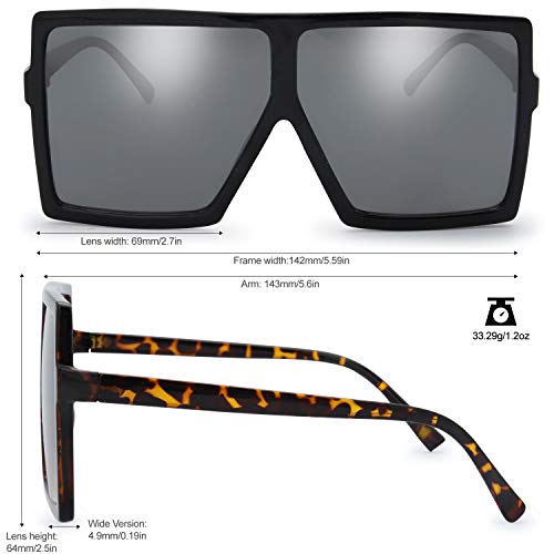 Image of The Fresh Large Oversized Fashion Square Flat Top Sunglasses - Exquisite Packaging