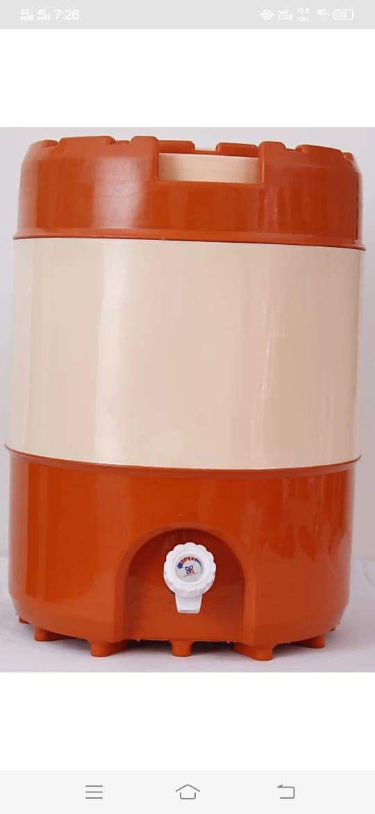 SiddhiPlastic Thermos Flask Dispenser Container Cool/Chilled Water Jar with Tap (Brown, 20 L)