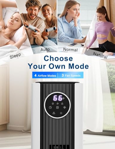 Image of Antarctic Star Tower Fan for Bedroom, 36 Inch Quiet Standing Cooling Fan with 3 Speeds 2 Modes, 23ft /s Velocity, 12H Timer, 85 Oscillating Bladeless Floor Fan with Remote for Home Office Dorm