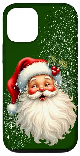 陽気なサンタとヒイラギと輝き?ホリデーアート スマホケース iPhone 12/12 Pro 用