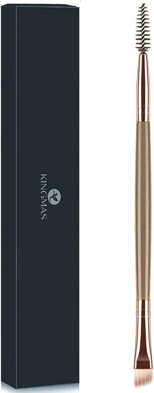 KINGMAS Eyebrow Brush Spoolie Dual Angled Eye Brow Brush Eyelash Comb | Eyebrow Tool for Lining and Shaping Brows or Lashes (Dark Brown)