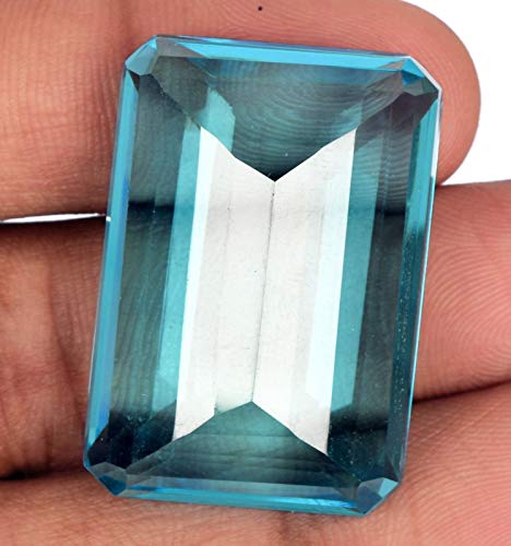 Fabulous Swiss Blue Topaz 112.50 Ct Brazilian Topaz Faceted Emerald Cut Swiss Blue Topaz Gemstone3