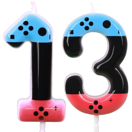 Gaming Candle Level 13 Number Birthday Cake Candles 13 Birthday Decorations for Boys 13th Birthday Candle Gamepad Birthday Candles Video Game Controller Themed Birthday Party Supplies (Number 13)