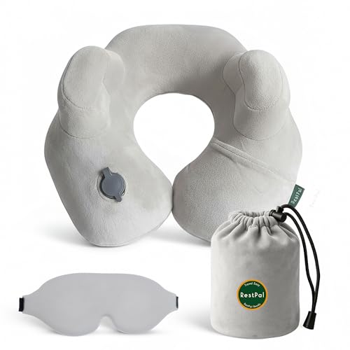 Inflatable Travel Neck Pillow with Memory Foam Sides