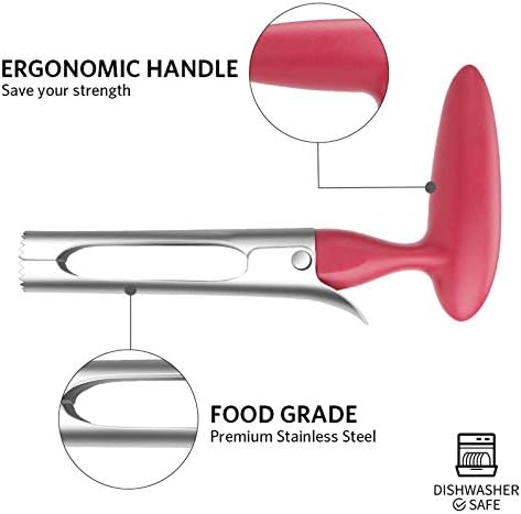 Asdirne Apple Corer, Apple Corer Remover with ABS Handle, Serrated Stainless Steel Blade, 17.5cm, Red