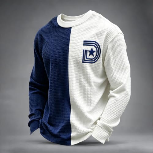 Rugby Shirts Men Game Day Waffle Knit Casual Long Sleeve Tshirts - image 2