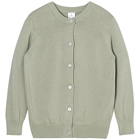 Boys' School Uniform Sweaters Long Sleeve Anti-Pill Cotton Knit Crew Neck Cardigan (Green, 10-11) Cover