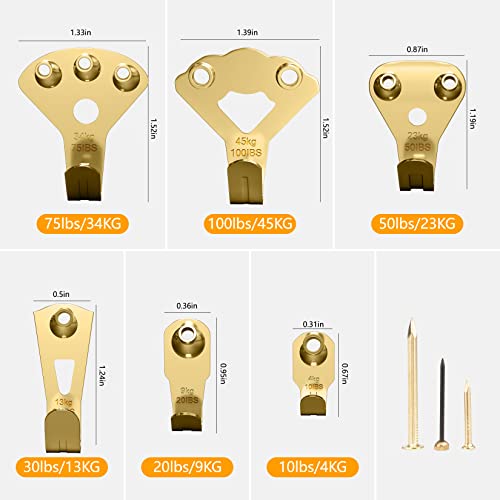 Crweety 129 Pcs Picture Hanging Hooks, Picture Hangers 10-100Lbs, Picture Hanging Hardware, Picture Hooks For Hanging With Nails On Drywall, Picture Hangers For Plaster Wall, Wall Hanging Kit #TOP2