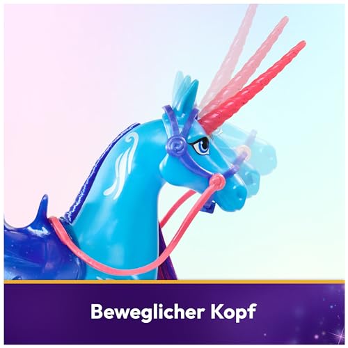 Unicorn Academy Einhorn River - ca. 28 cm großes Einhorn von Isabel zur beliebten Netflix-Serie, mit beweglichem Kopf, abnehmbarem Zaumzeug und Sattel für realistisches Rollenspiel, ab 4 Jahren