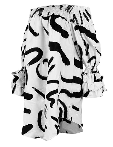 Image of WOKANSE Women's Casual Plus Size Shirred Dresses Off Shoulder Bell Sleeves Ruffle Loose Stretchy Neck Midi Dress