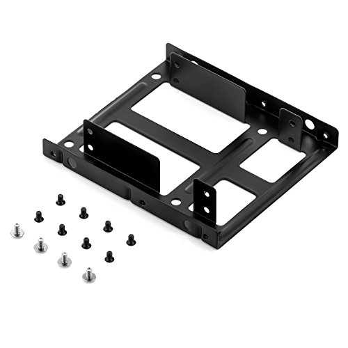 deleyCON Einbaurahmen Set - für 2X 2,5" Festplatten SSD's auf 3,5" Adapter Wechselrahmen Mounting Frame Halterung Schienen inkl. Schrauben SATA Kabel Stromadapter & Schraubendreher – Bild 3
