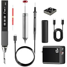 BAUSATZ 65W Smart Soldering Iron Kit Multimeter with OLED Display,Cordless Soldering Iron Max Temp 842F Continuity Tester Cordless with AC/DC Voltage Measurement, PD/QC Charging