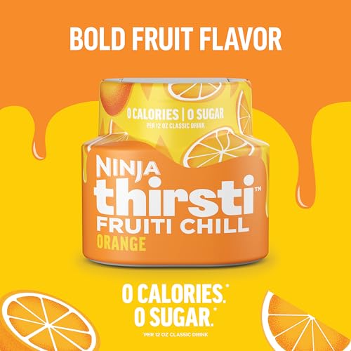 Ninja Thirsti Flavored Water Drops, FRUITI CHILL Orange, Bold Fruit Flavor, Sparkling or Still, Zero Calories, Zero Sugar, Makes 17, 12oz drinks, 3 Pack, WCFOTNGAM
