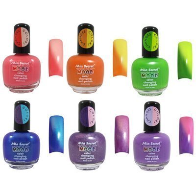 Mia Secret Mood Nail Lacquer Color Changing Nail Polish 6pc Set (6 Different Colors) Full Size Nail Polish