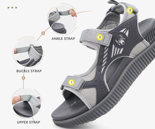 Image of KuaiLu Womens Orthopedic Walking Sandals with Comfortable Arch Support Plantar Fasciitis Relief Summer Outdoor Hiking Sport Recovery Adjustable Strap Athletic Chunky Cushion Shoes