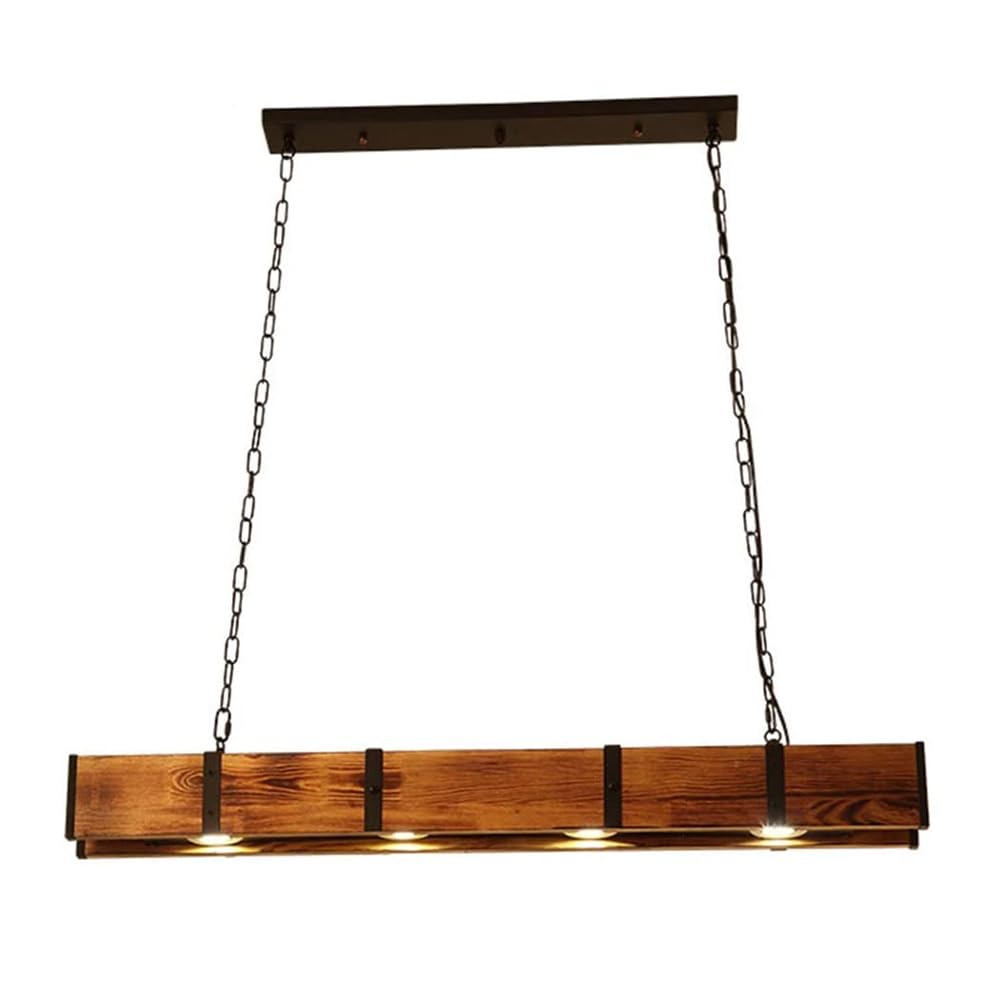 Bloohk 3000K 4-Light Rustic Wood Island Chandelier, Farmhouse Pendant Light
