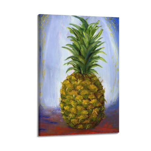 Peinture à l'huile ananas 20x30 cm | Poster mural moderne avec cadre toile