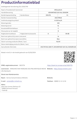 Bfgoodrich - 225/70 R16 Tl 103H Advantage Suv ALL-SEASON Bsw M+S 3PMSF – Pneumatici Per Tutte Le Stagioni - 4