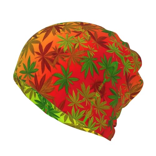 Beanie Rasta Flag Leaves Weedleaf Pattern Hedging Head Hats, Fashion Skull Hats for Girls Boys, Multifunction Large Chemo Hat Daily Hat for Walking Party, Various Styles