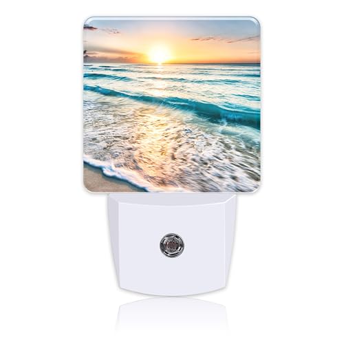 Image of Beautiful Sunrise Over Beach Night Light Plug into Wall with Dusk to Dawn Sensor Cute Nightlight for Kid Girls Boys Women Men Room Decor, Hallway, Kitchen, Bathroom, Nursery, Stairs