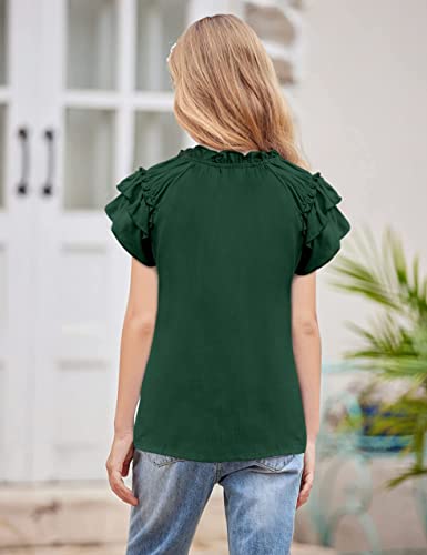 Tomolant Girls Shirts Girls' Tops, Tees & Blouses Girls T Shirts Girls Shirts Size 7-8 Green Shirt For Girls V Neck Tees #TOP2