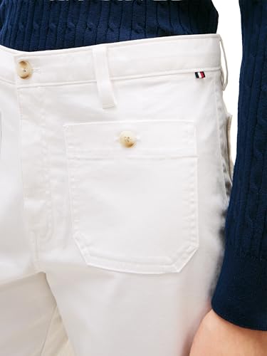 Image of Tommy Hilfiger Women's Twill Straight Chino Pants with Stretch Mid Rise Ankle Pants