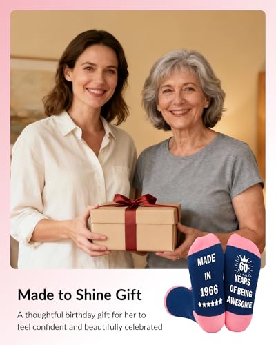 Belloxis 60th Birthday Gifts for Women Grip Socks 60th Birthday Gifts for 60 Year Old Woman for Her Mum Cosy Cotton Socks - Image 4