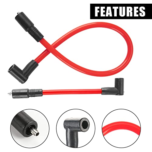 Guteauto Kit de 2 peças de fio de vela de ignição 10,4 mm 10 mm de silicone vermelho DYNA-409RD comp