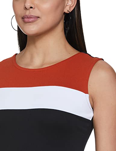 Image of Amazon Brand - Symbol Women's Crepe Bodycon One Piece Maxi Length Dress (with Color Block)