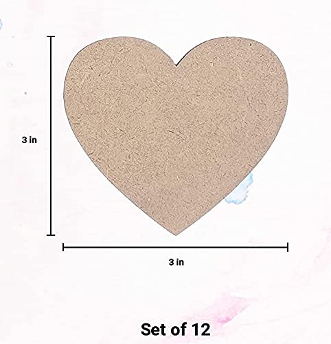 Image of Fiddlys Wooden Coaster Set of 6 | Beautiful Decorative Coaster for Tea & Coffee Cups, Mugs & Glasses | Elegant Table Decor & Gift Set | Eco-Friendly Wooden Coasters (Pack of 12 Heart)