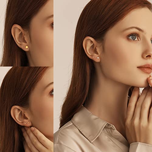Stud and Hoop Earrings Set for Women 18K Gold Filled CZ Small Ball Studs Huggie Earrings Hypoallergenic Cartilage Earring Sets for Multiple Piercing2