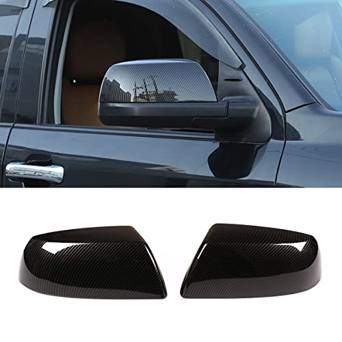 ABS Outside Side Rearview Mirror Cover Trim Sticker Compatible with Toyota Tundra 2007-2021 Crew Max Sequoia 2008-2020 Accessories(not applicable to models with turn signals) (Carbon fiber pattern)