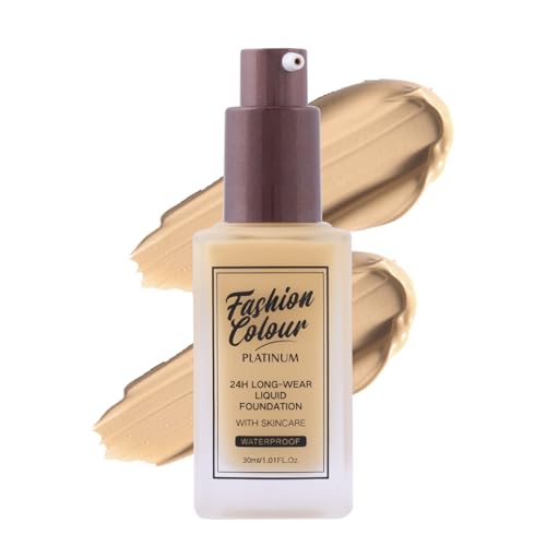 Image of Fashion Colour Platinum 24H Long-Wear Liquid Foundation With Skincare | Professional Use | Waterproof Formula | Silky Texture | Foundation for Women Dry Skin | (WARM, 30g)