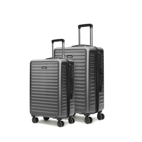 Image of Assembly Luggage Trolley Set of 2- Medium Check-in + Check-in Large with TSA Locks & 8 Spinner Wheels, Spacious Polycarbonate Hard Shell Trolley Bags for Business Travel & Vacations, Grey, 24+28 Inch