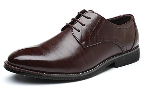 Santimon Men's Oxford Shoes Classic Formal Business Pointed Toe Lace Up Dress Shoes2