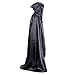Produktbild ZHOUBA Vampir Kapuzenumhang Mittelalter Hexe Robe Umhang bodenlang Halloween Kostüm - Schwarz