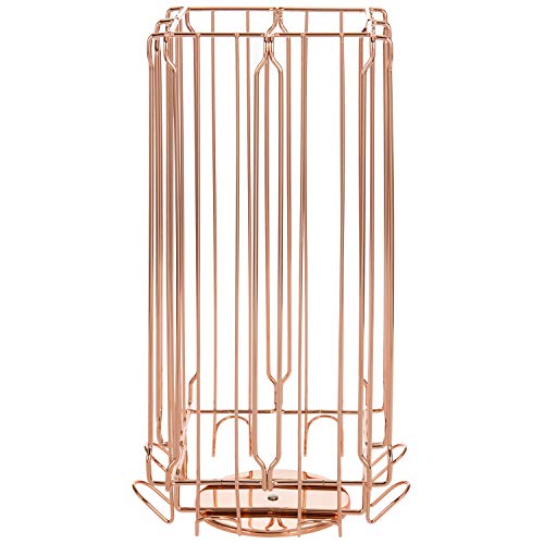 Mygift Stainless Steel Copper Metal Coffee Pod Holder Storage Organizer Stand With 360 Degree Rotating Carousel With Sleeve Storage Compartment, Compatible With Nespresso Vertuo Capsule #TOP5