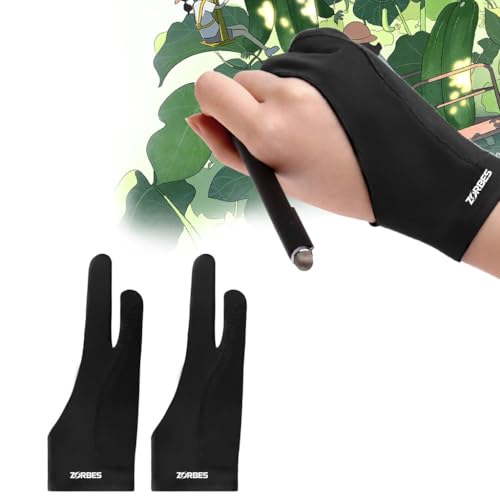 Image of ZORBES 1 Pair Artist Gloves, Drawing Glove for Tablet, Palm Rejection Gloves Graphic Tablet Glove for ipad Glove Dight Art for Drawing Anti-fouling Two-Finger Lycra Graphic Wacom