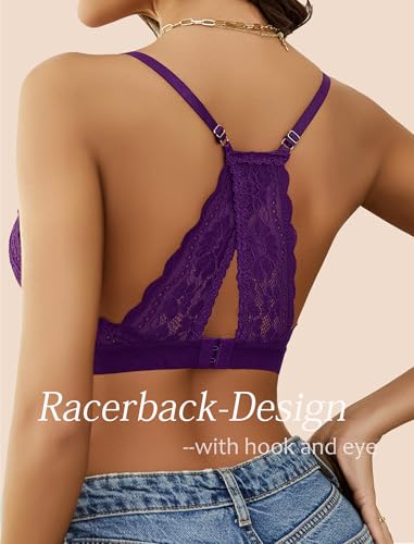 Image of Avidlove Bralettes for Women Lace Racerback Bras Wireless Unlined Bralette Comfy Bra Sexy Lingerie Tops