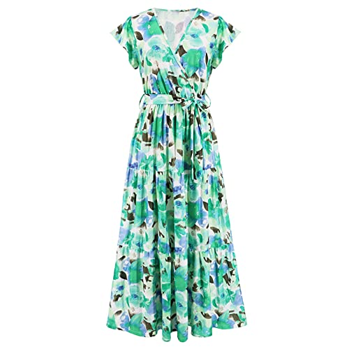Robe longue manches volantées fluide et légère pour fête
