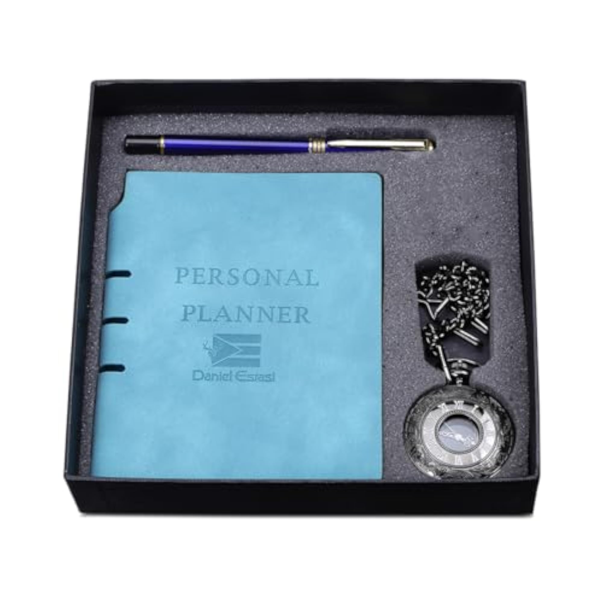 Exquisite Men's Gifting Set with Pocket Watch, Diary, and Pen