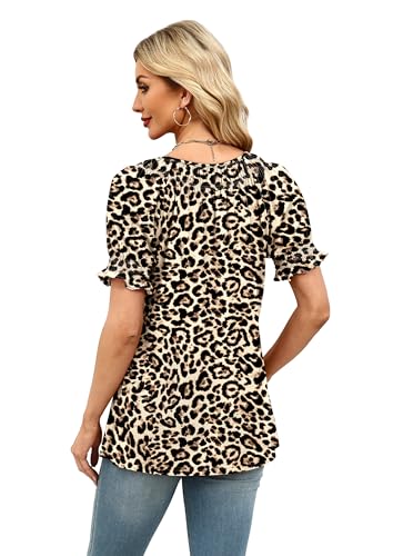 Image of WIHOLL Womens Short Sleeve Square Neck Summer Tops Dressy Casual Blouses Trendy Clothes 2026