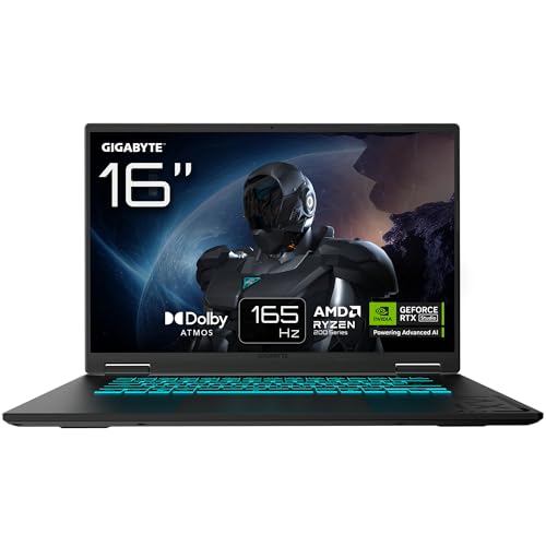 GIGABYTE Gaming A16 Ordinateur Portable – 16“, 165Hz WUXGA, Ryzen 7 260, RTX 5060, 16Go DDR5 5200MHz, SSD Gen4 1To, Windows 11 Home, Garantie 2 Ans, Dolby...