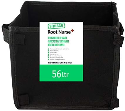 4 x Root Nurse Fabric Pot, Breathable Pots, Hydroponics Grow Bag Container Plant Litre (4 x 56Ltr Black Square)